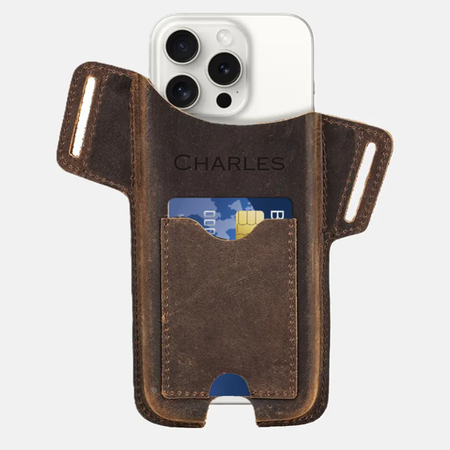 Étui Ceinture Personnalisé en Cuir Crazy Horse pour iPhone Pro Max 6.7 – Parfait pour un Usage Quotidien ou en Plein Air – Ajustement Sécurisé